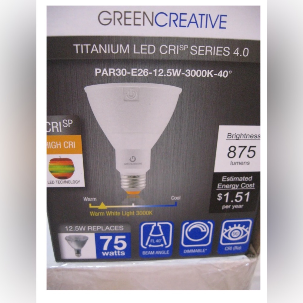 NIB Green Creative Titanium LED CRI Series 4.0 PAR38 18.5W Light Bulb Recessed